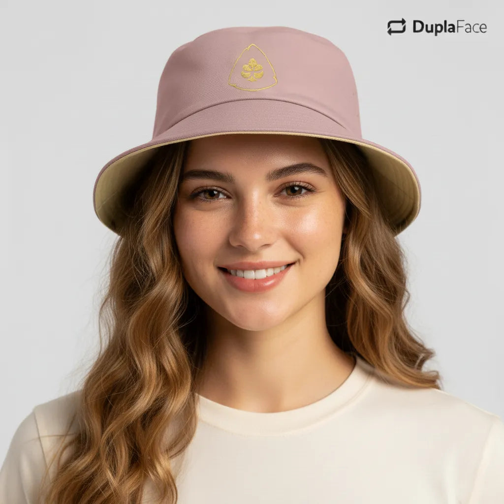 Bucket Hat Dupla Face - Caramelo & Rosa