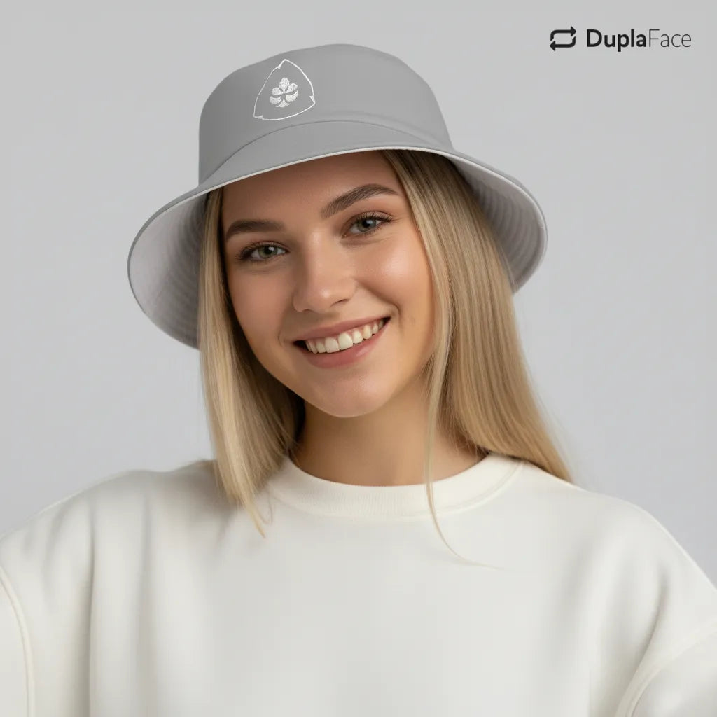 Bucket Hat Dupla Face - Branco & Cinza