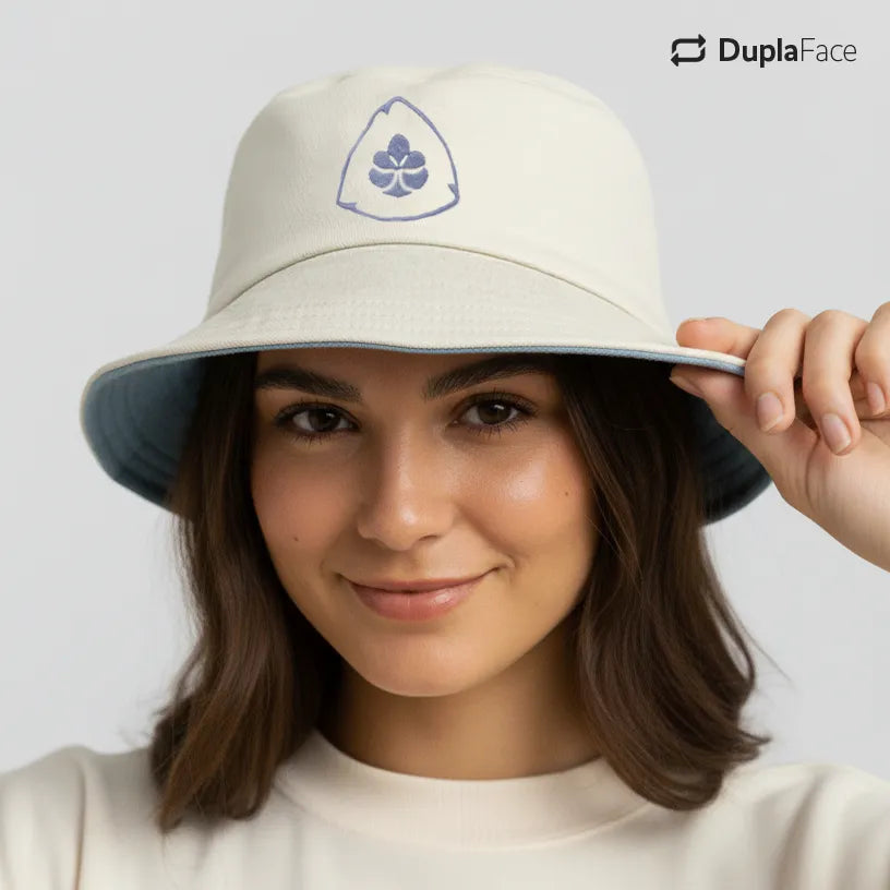 Bucket Hat Dupla Face - Azul & Branco