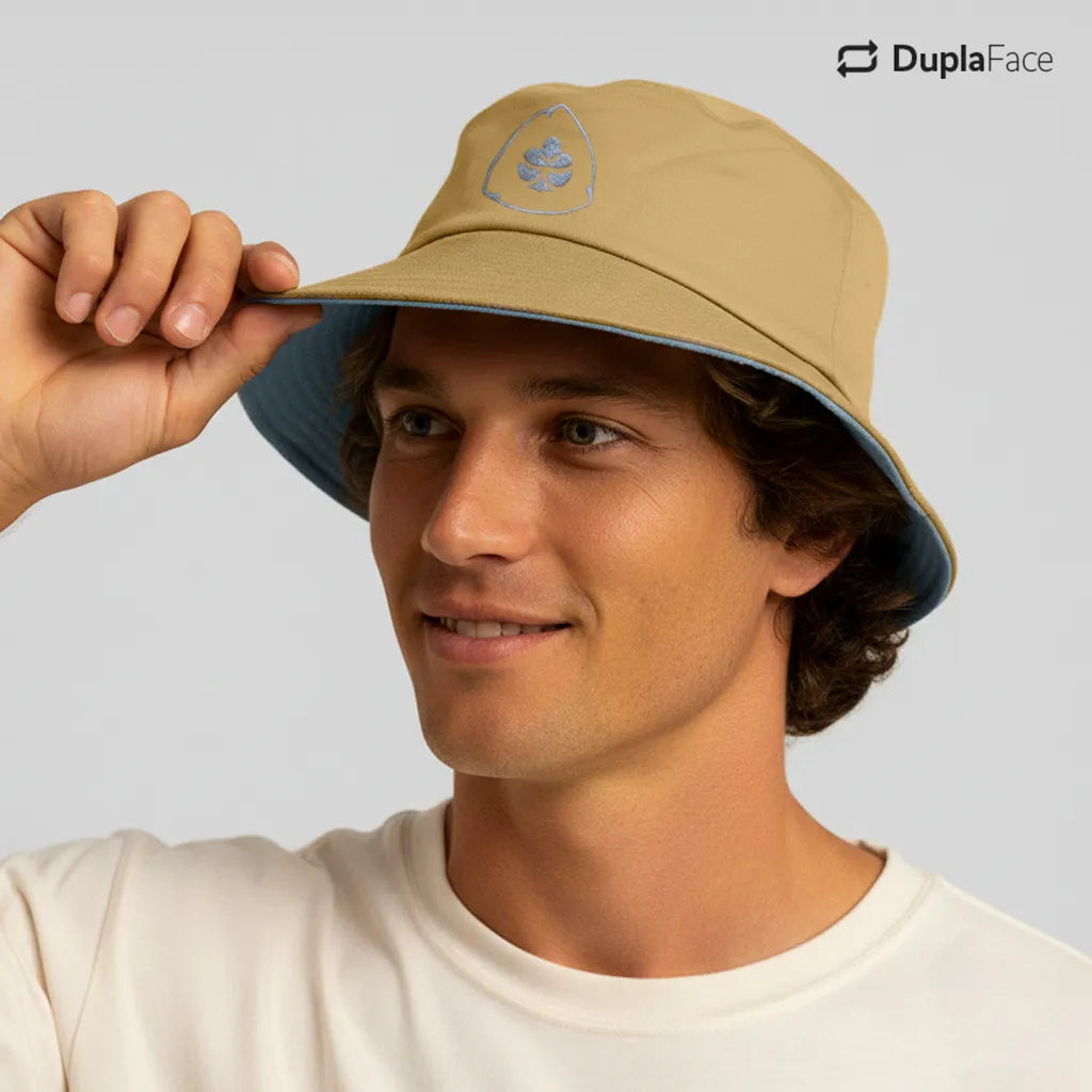 Bucket Hat Dupla Face - Caramelo & Azul