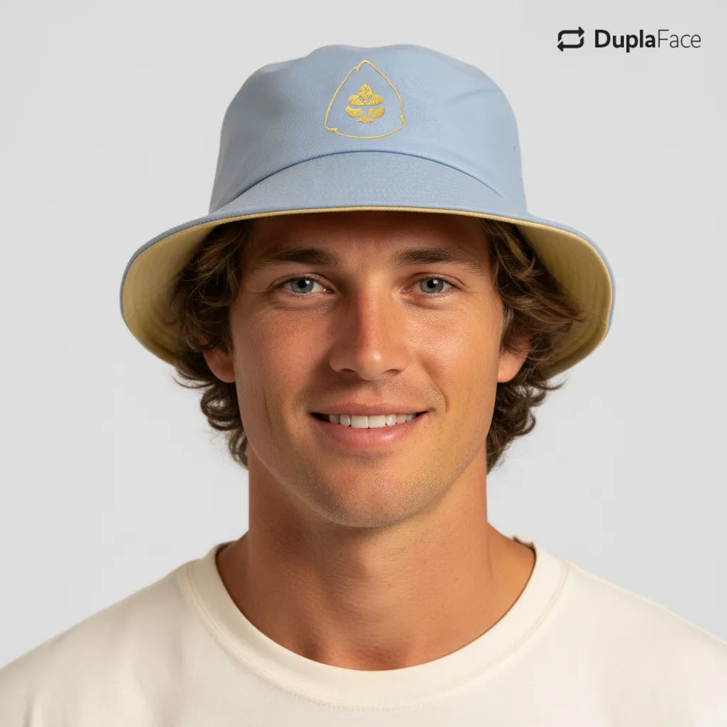 Bucket Hat Dupla Face - Caramelo & Azul
