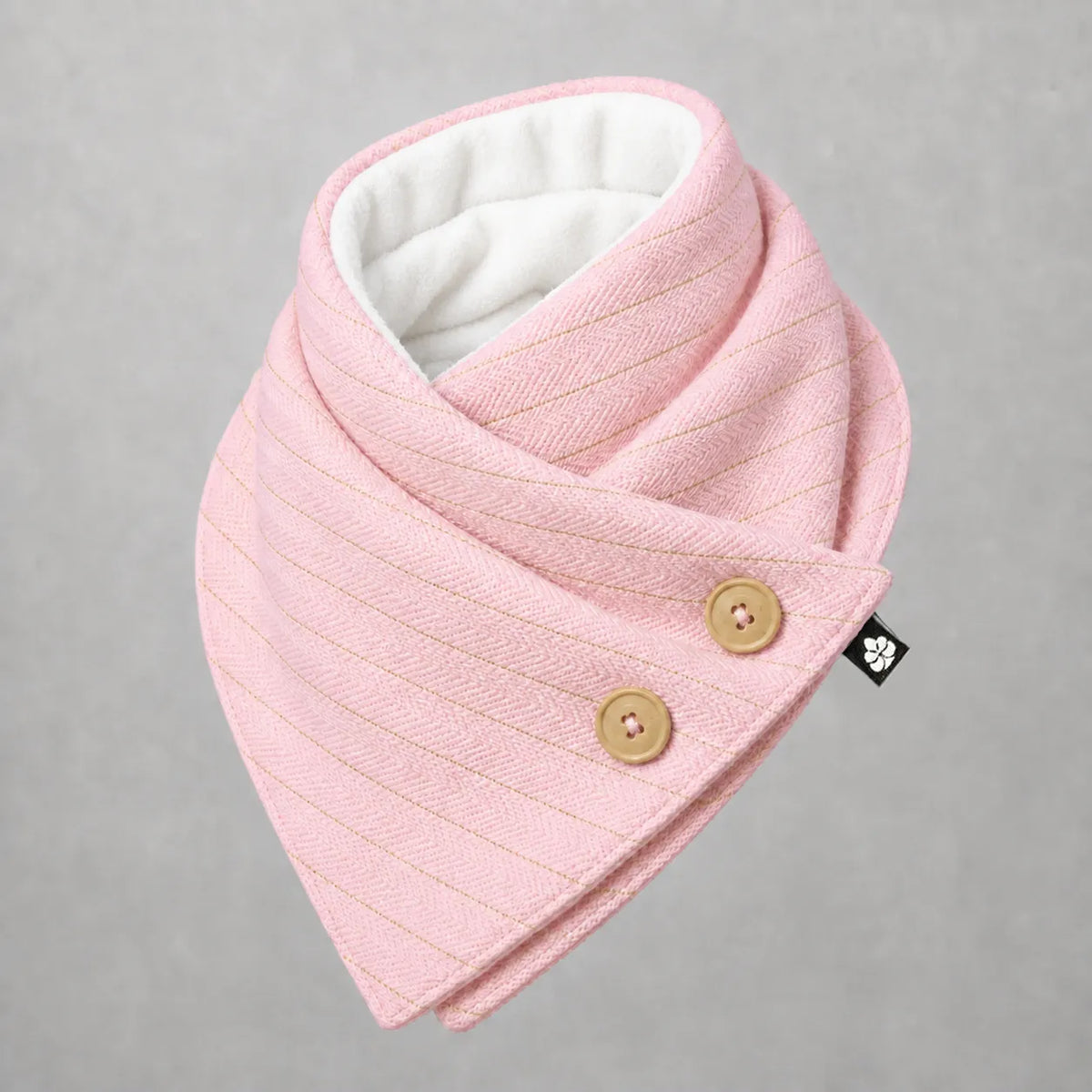 Cachecol Bandana Rosa com listras douradas