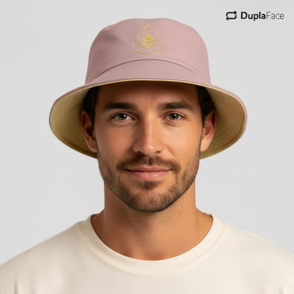 Bucket Hat Dupla Face - Caramelo & Rosa