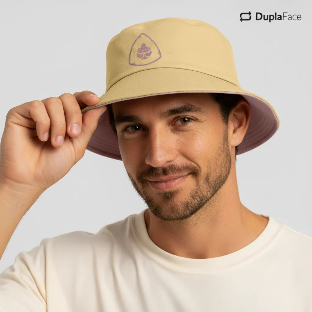 Bucket Hat Dupla Face - Caramelo & Rosa
