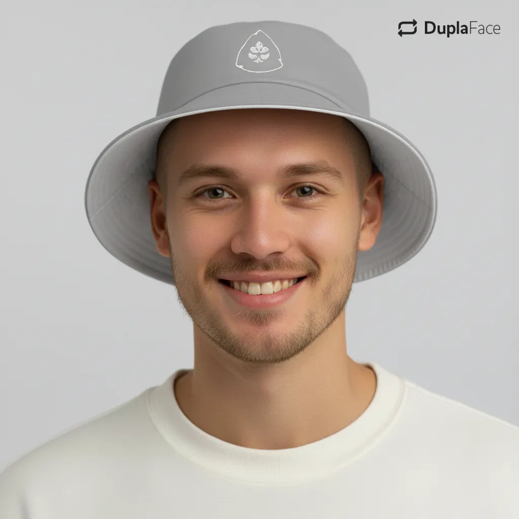 Bucket Hat Dupla Face - Cinza & Branco