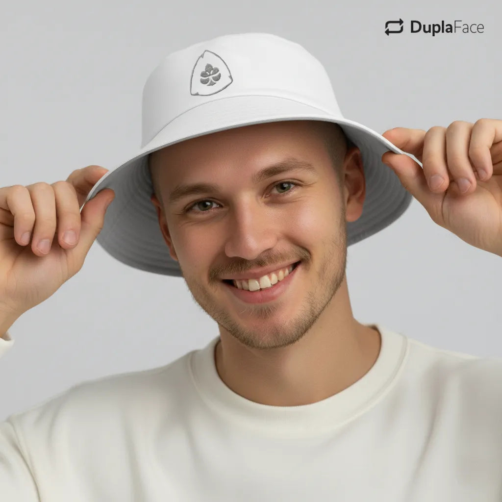 Bucket Hat Dupla Face - Cinza & Branco