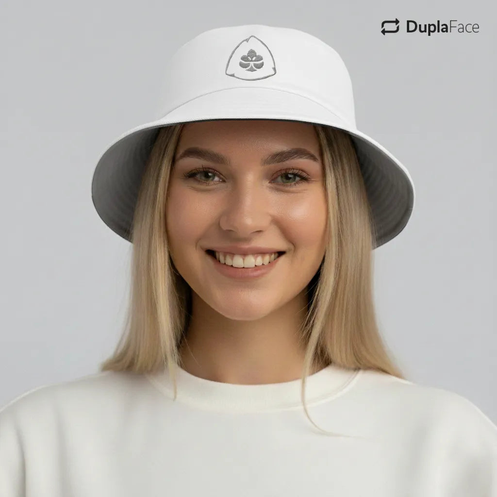 Bucket Hat Dupla Face - Branco & Cinza