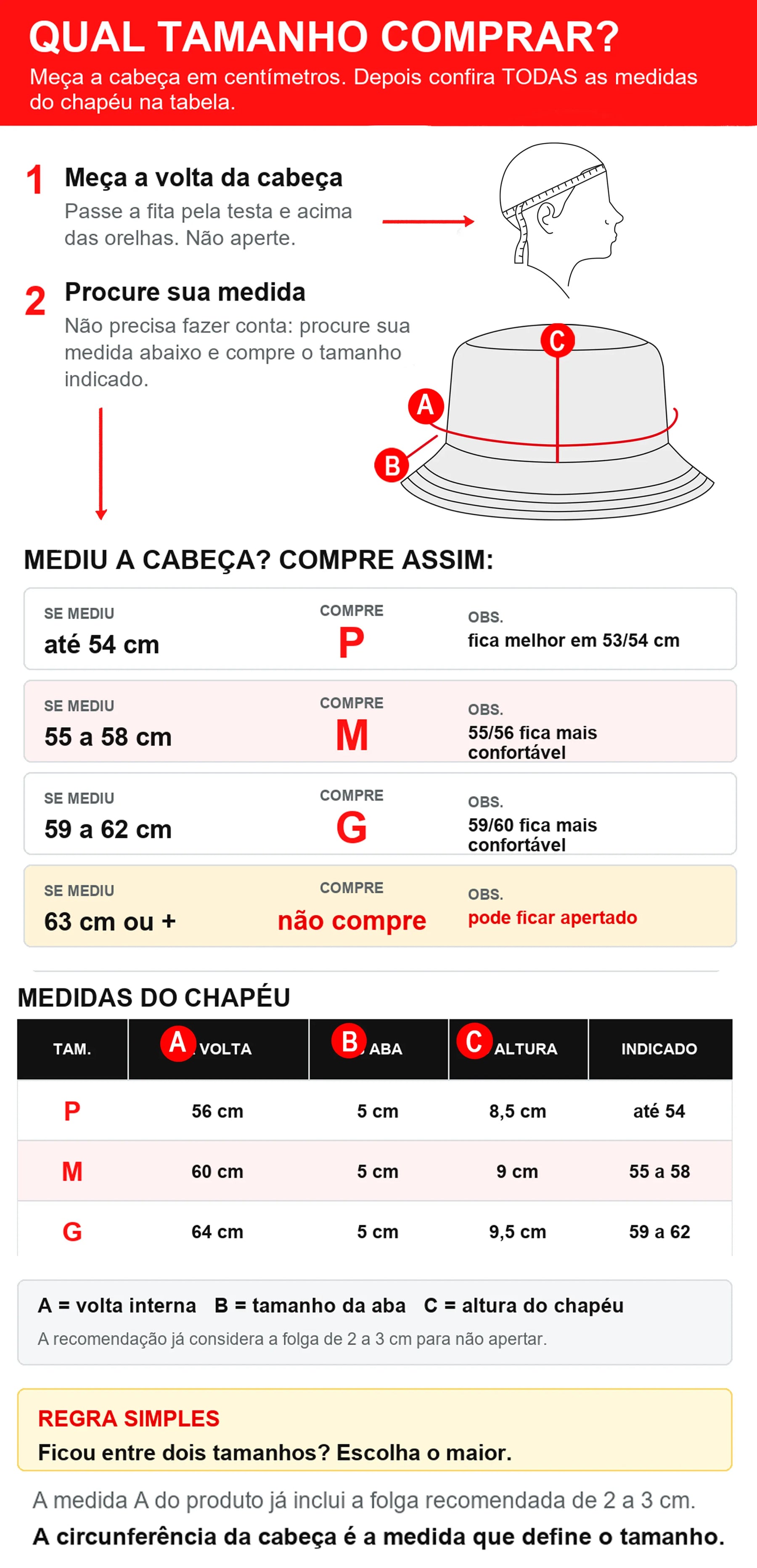 Tabela de Medidas