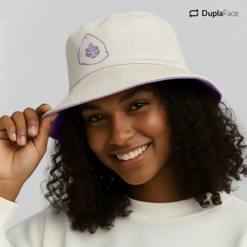 Bucket Hat Dupla Face - Lilás & Branco